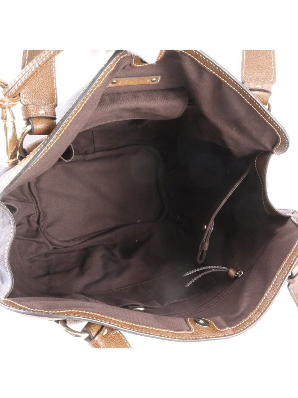 Celine Carriage Pattern Leather Canvas Tote Shoulder - Picture 7 of 8